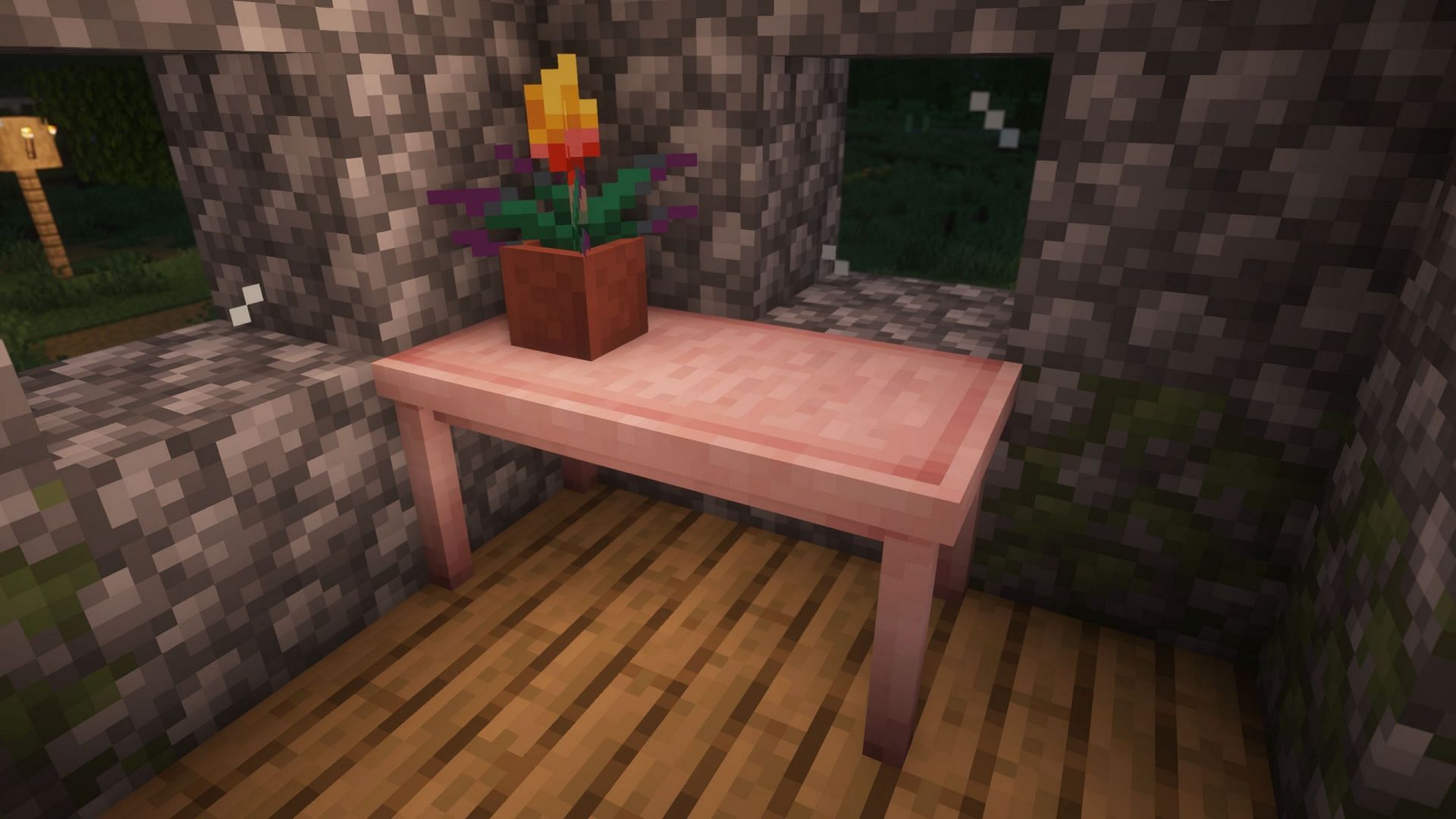 The table can look great with chairs and couches (Image via Sportskeeda Gaming || Mojang Studios)